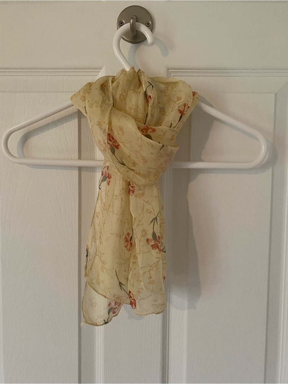 Vintage Light cream Floral Sheer Scarf - Women's Lightweight Wrap
